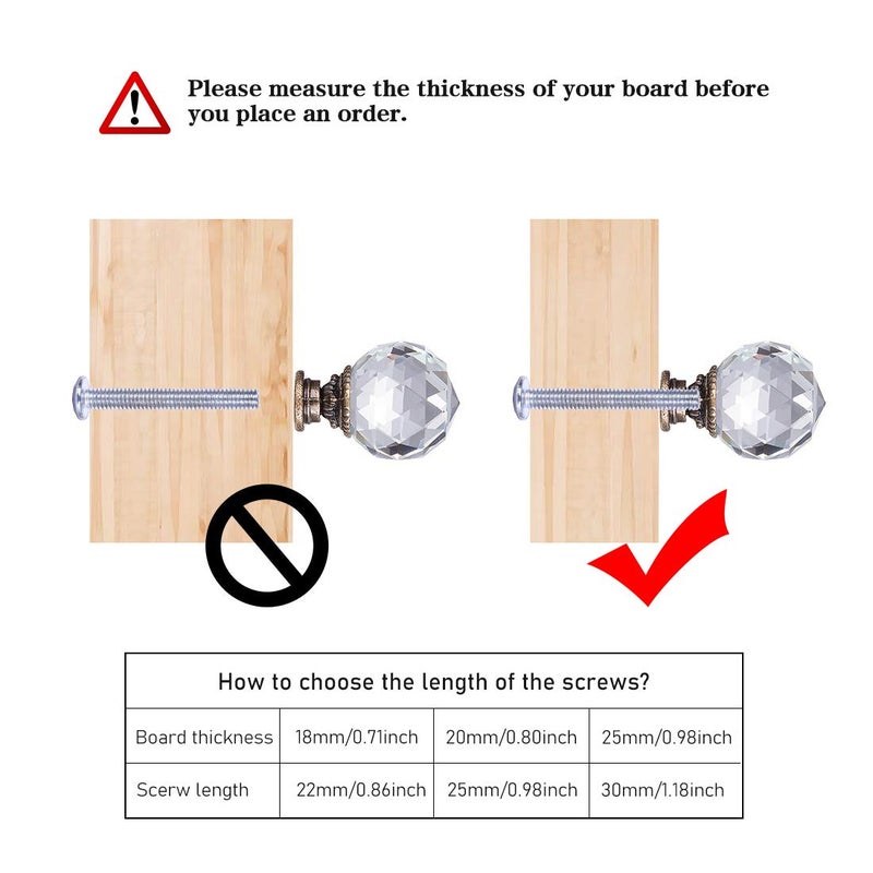 LONGWIN 10 Pack Crystal Kitchen Cabinet Knobs Pulls Handles 30mm Vintage Round Glass Ball Knob for Dresser Drawers Bathroom Cupboard Wardrobe - Image 4